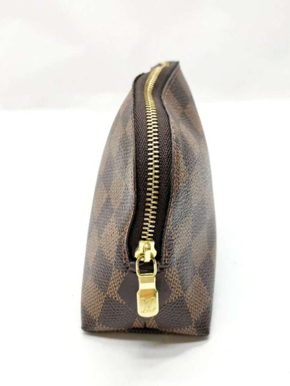 Authentic Louis Vuitton Cosmetic Pochette Damier Ebene Makeup Pouch Brown Canvas - Picture 5 of 16
